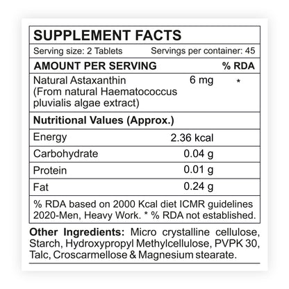 Bionova Astaxanthin 6mg - 90 Veg Tablets | Super Antioxidant for Enhanced Health