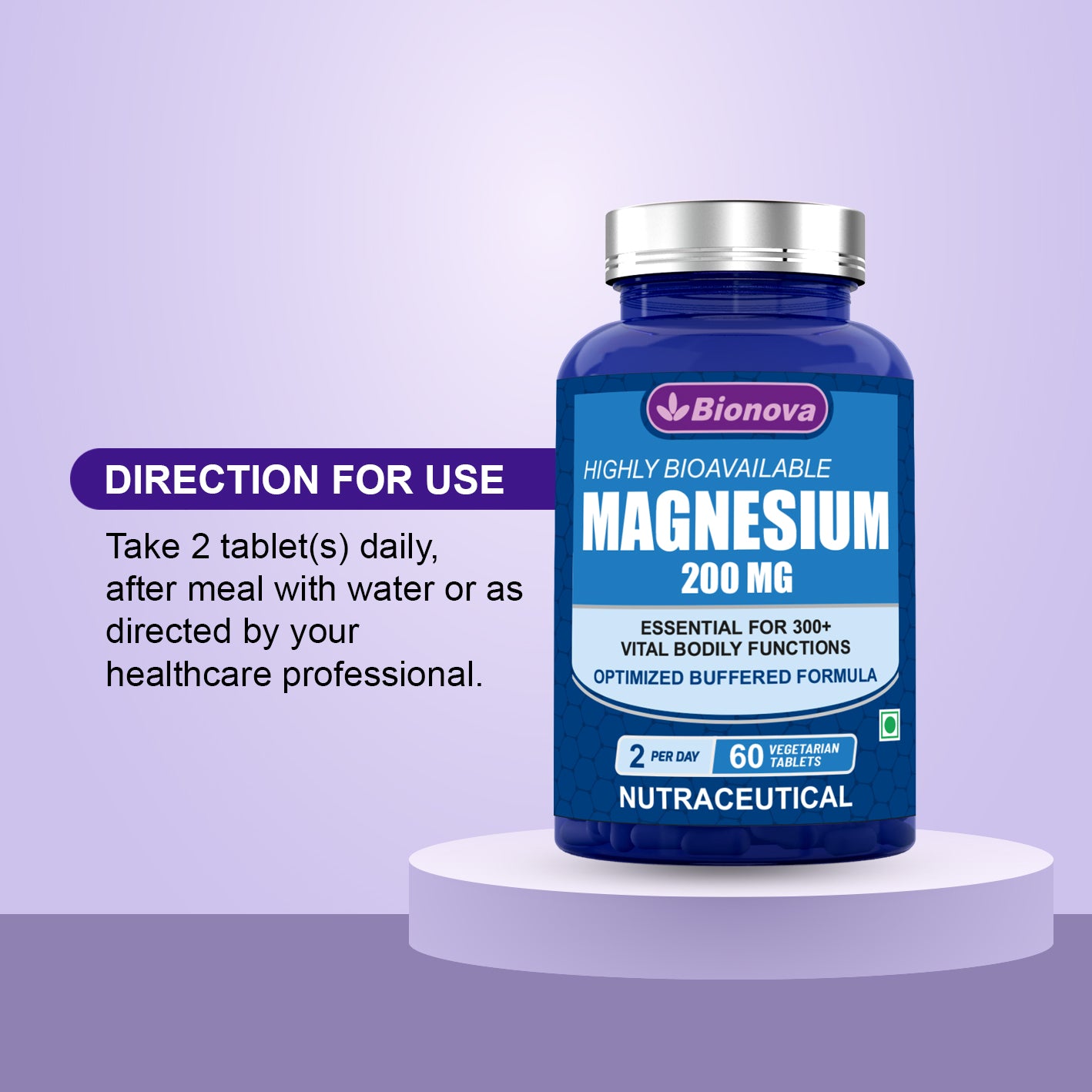 Magnesium Glycinate Tablets – Essential for 300+ vital bodily functions | 60's