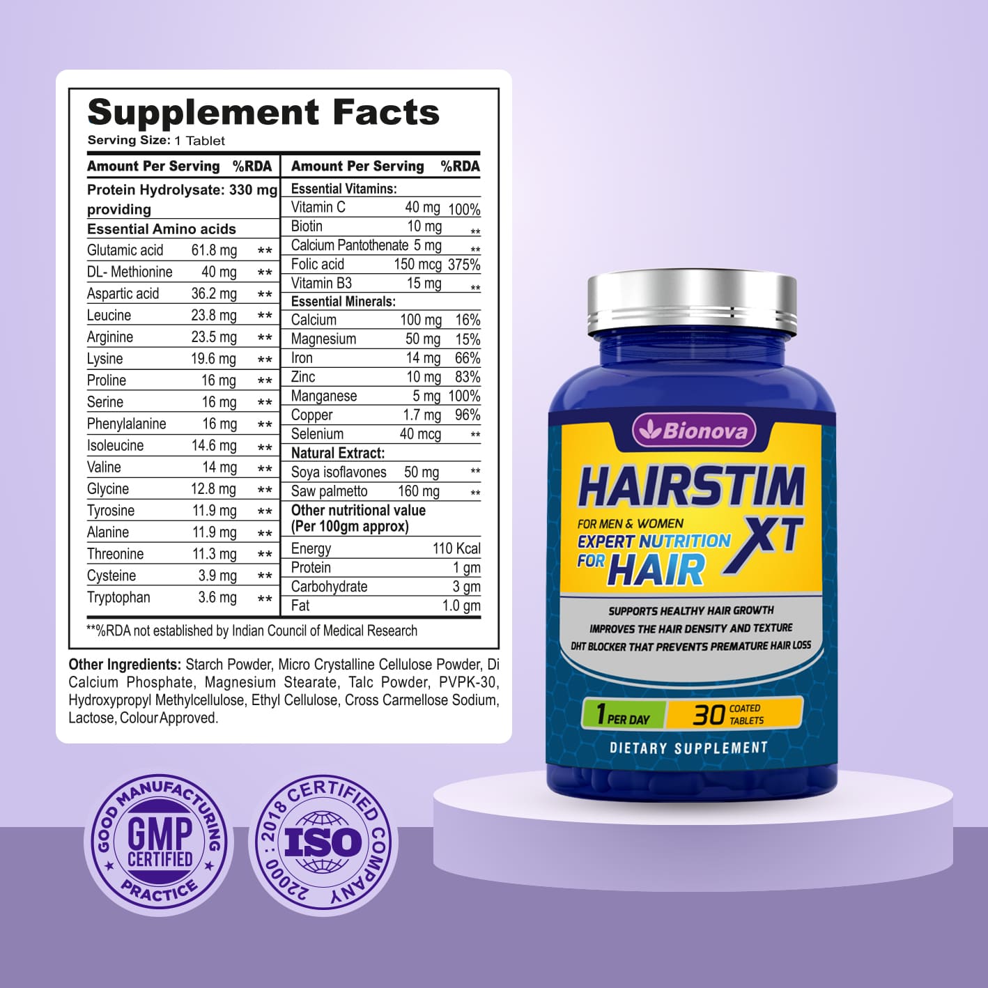 Hair Loss Supplement - Supports Hair Growth & Reduces Hair Fall - 30 Tablets