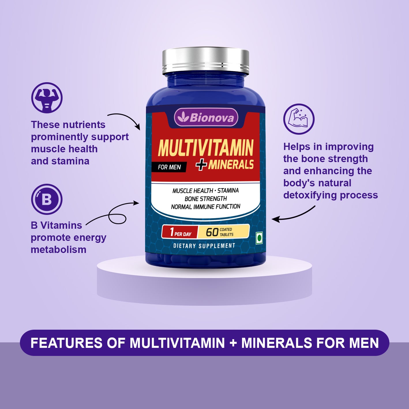 Multivitamin for Men | Energy, Stamina & Immunity - 60 tablets