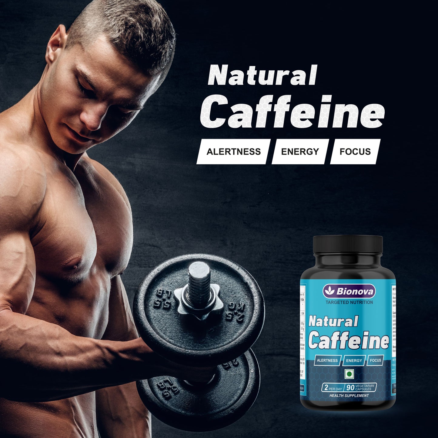 Natural Caffeine Capsules 220mg - 45 Servings