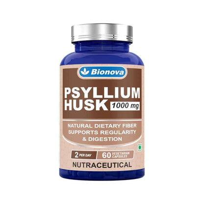 Psyllium Husk Vegetarian Capsules 60’s Pack – Natural Soluble Fiber for Digestive Health & Heart Support