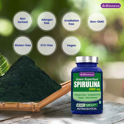 Spirulina Tablets - 120 Quick Release Vegetarian Tablets