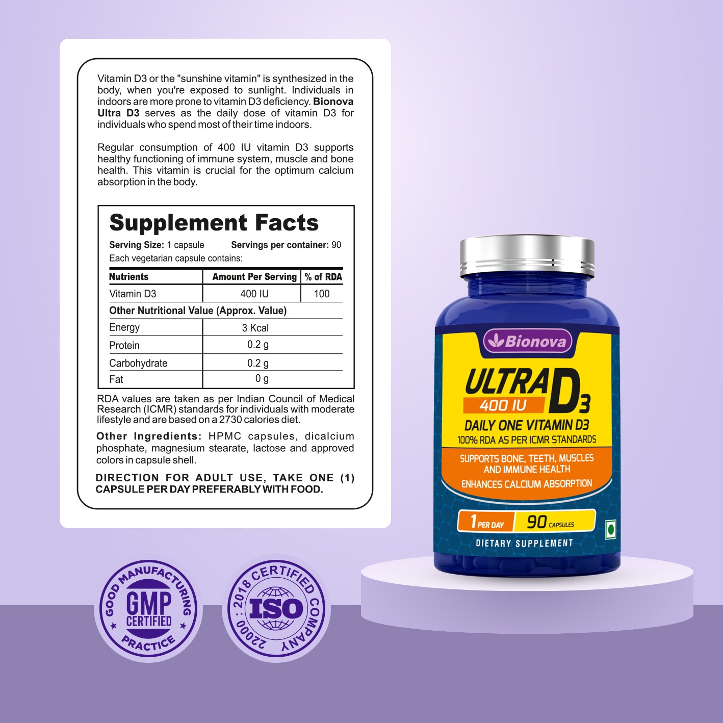 Ultra D3 - Daily One Vitamin-D Capsules (90's Pack)