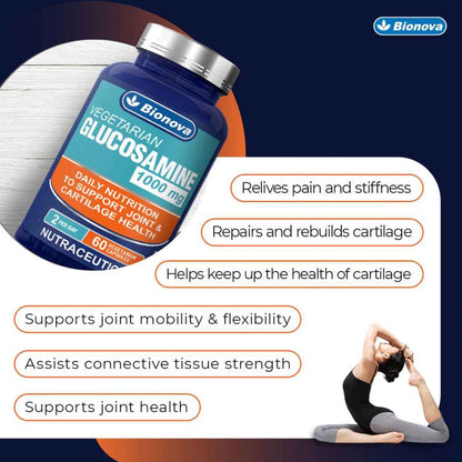 Vegetarian Glucosamine 1000mg Capsules - For Joint Health and Cartilage Support - 60’s Pack